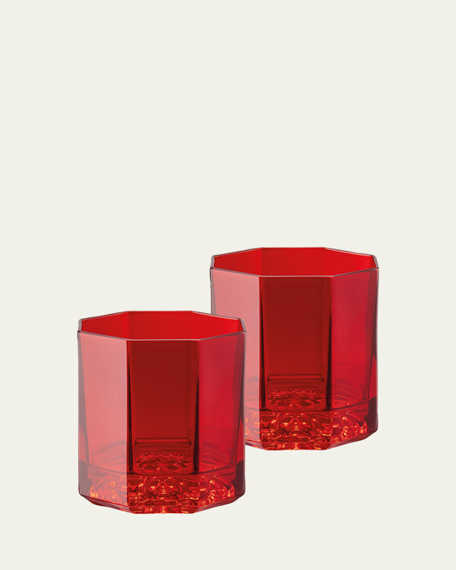 Medusa Lumiere Red Whiskey Double Old Fashioned Glasses, Set of 2